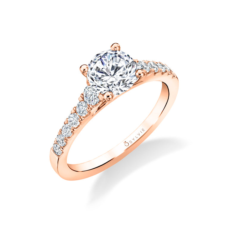 Sylvie 14k Rose Gold Diamond Straight Engagement Ring