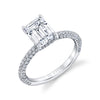Emerald Cut Classic Pave Engagement Ring - Jayla 18k Gold White