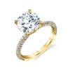 Round Cut 3 Carat Classic Pave Engagement Ring - Jayla 14k Gold Yellow