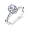 Oval Cut Modern Halo Diamond Spiral Engagement Ring - Coralie Platinum White