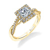 Princess Cut Modern Halo Diamond Spiral Engagement Ring - Coralie 18k Gold Yellow