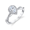 Pear Shaped Modern Halo Diamond Spiral Engagement Ring - Coralie 18k Gold White