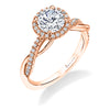 Round Cut Modern Halo Diamond Spiral Engagement Ring - Coralie 18k Gold Rose