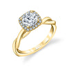 Round Cushion Cut Modern Halo Spiral Engagement Ring - Coralie 18k Gold Yellow