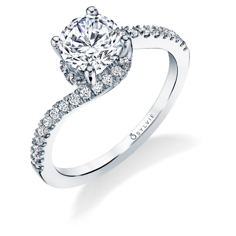 Sylvie 14k White Gold Diamond Straight Engagement Ring