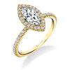 Marquise Classic Halo Engagement Ring - Vivian 18k Gold Yellow