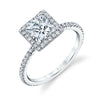 Princess Cut Classic Halo Engagement Ring - Vivian Platinum White