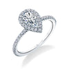 Pear Shaped Classic Halo Engagement Ring - Vivian Platinum White