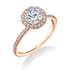 Round Cut Classic Halo Engagement Ring - Vivian 18k Gold Rose
