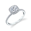 Cushion Cut Classic Halo Engagement Ring - Vivian 14k Gold White
