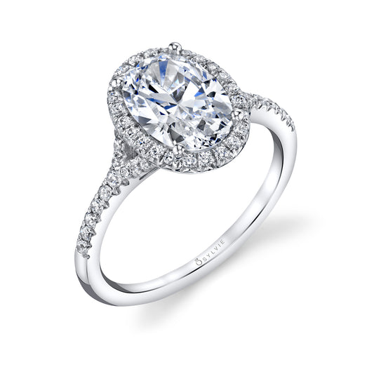 Sylvie Oval Cut Halo Engagement Ring - Alexandra 14k Gold White