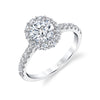 Round Cut Halo Engagement Ring - Jillian Platinum White