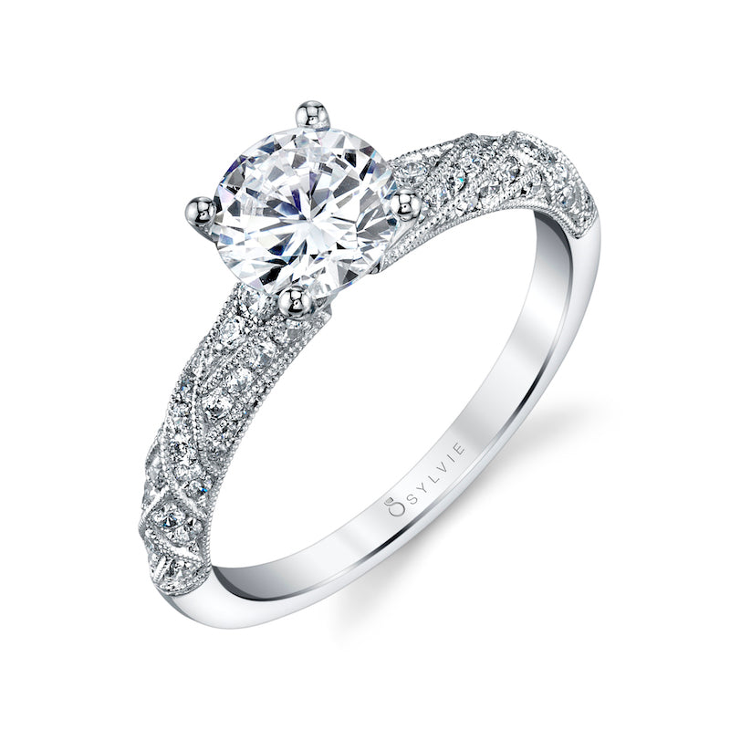 Sylvie 14k White Gold Diamond Straight Engagement Ring