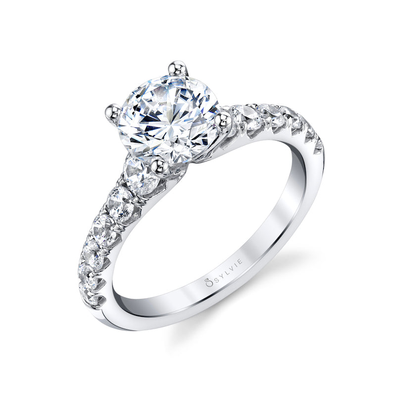 Sylvie 14k White Gold Diamond Straight Engagement Ring