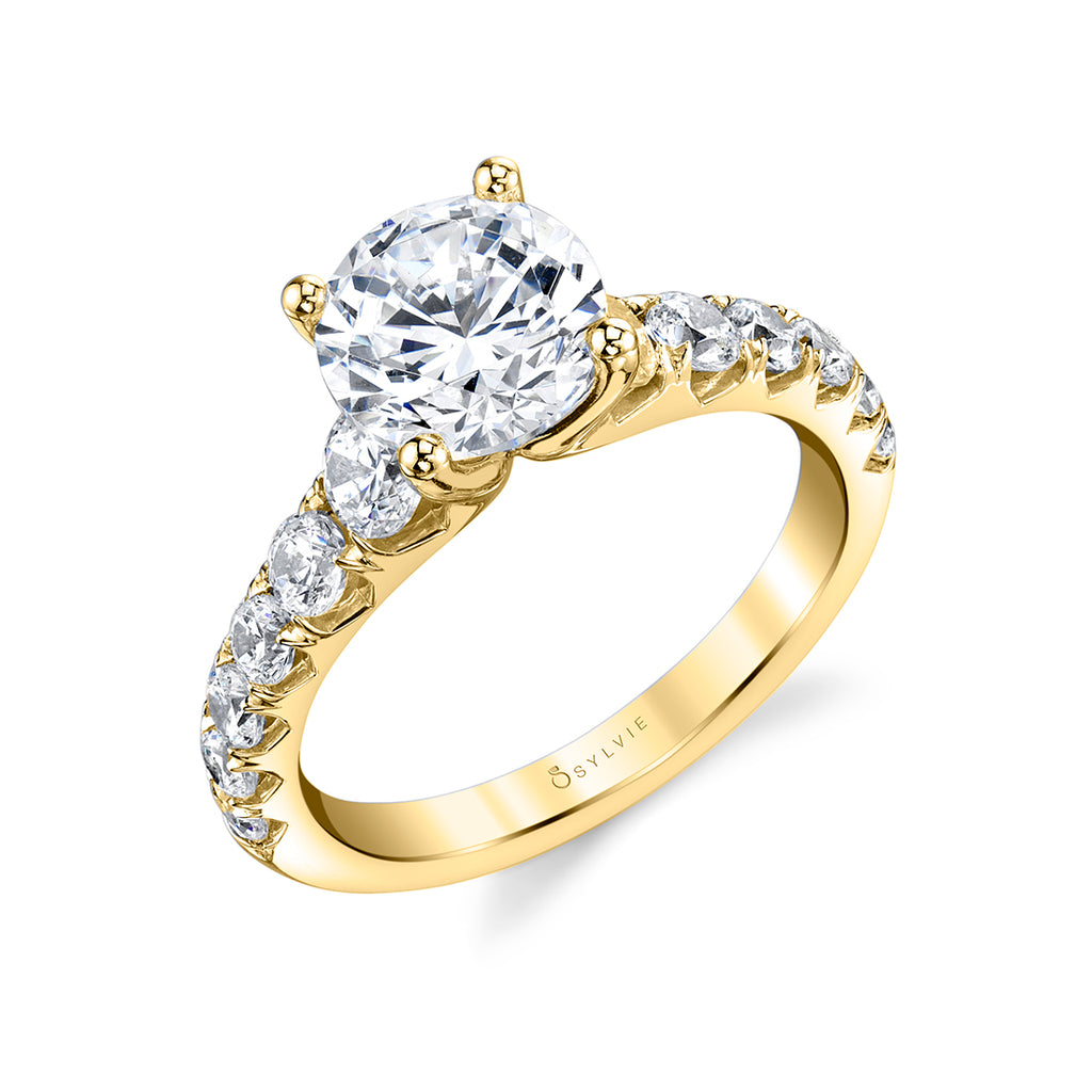Wide Band Engagement Ring - Andrea 18k Gold Yellow