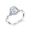Oval Cut Unique Vintage Halo Engagement Ring - Frederique Platinum White