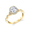 Oval Cut Unique Vintage Halo Engagement Ring - Frederique 18k Gold Yellow