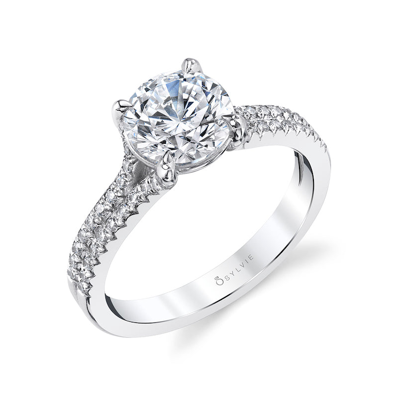 Sylvie 14k White Gold Diamond Straight Engagement Ring