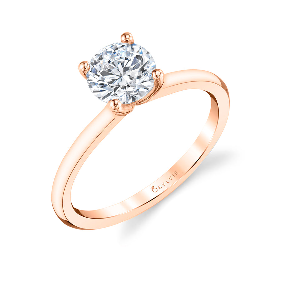 Round Cut Solitaire Engagement Ring - Dominique 14k Gold Rose