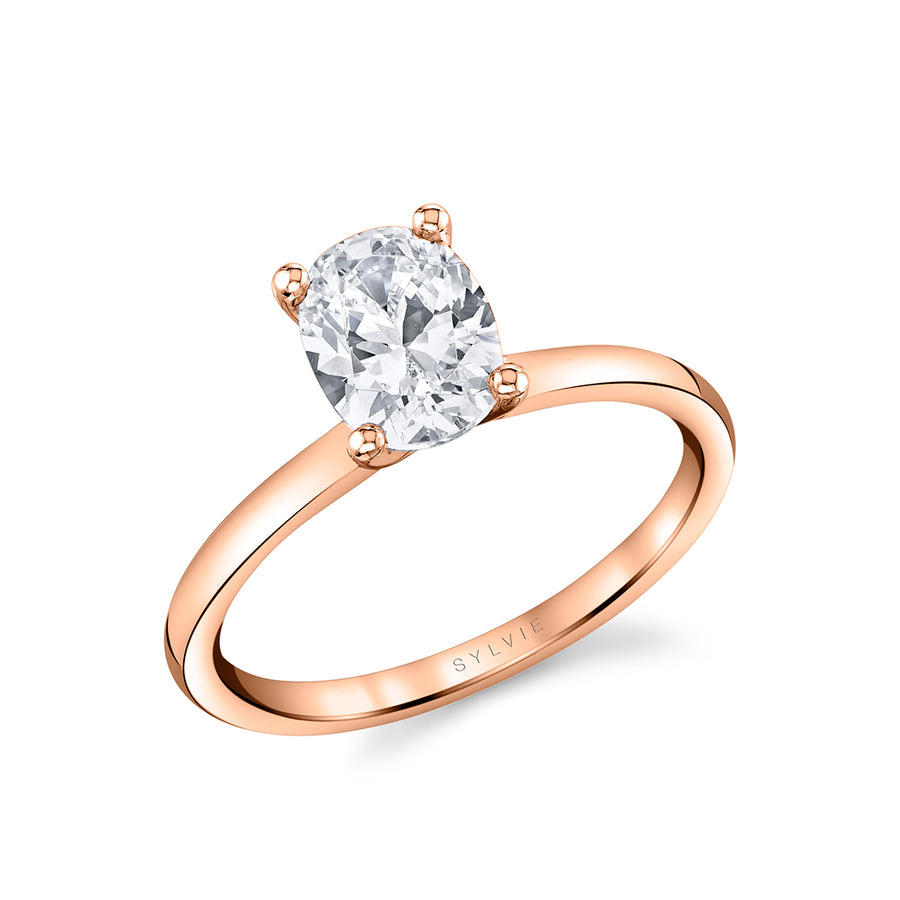 Oval Cut Solitaire Engagement Ring - Dominique 18k Gold Rose