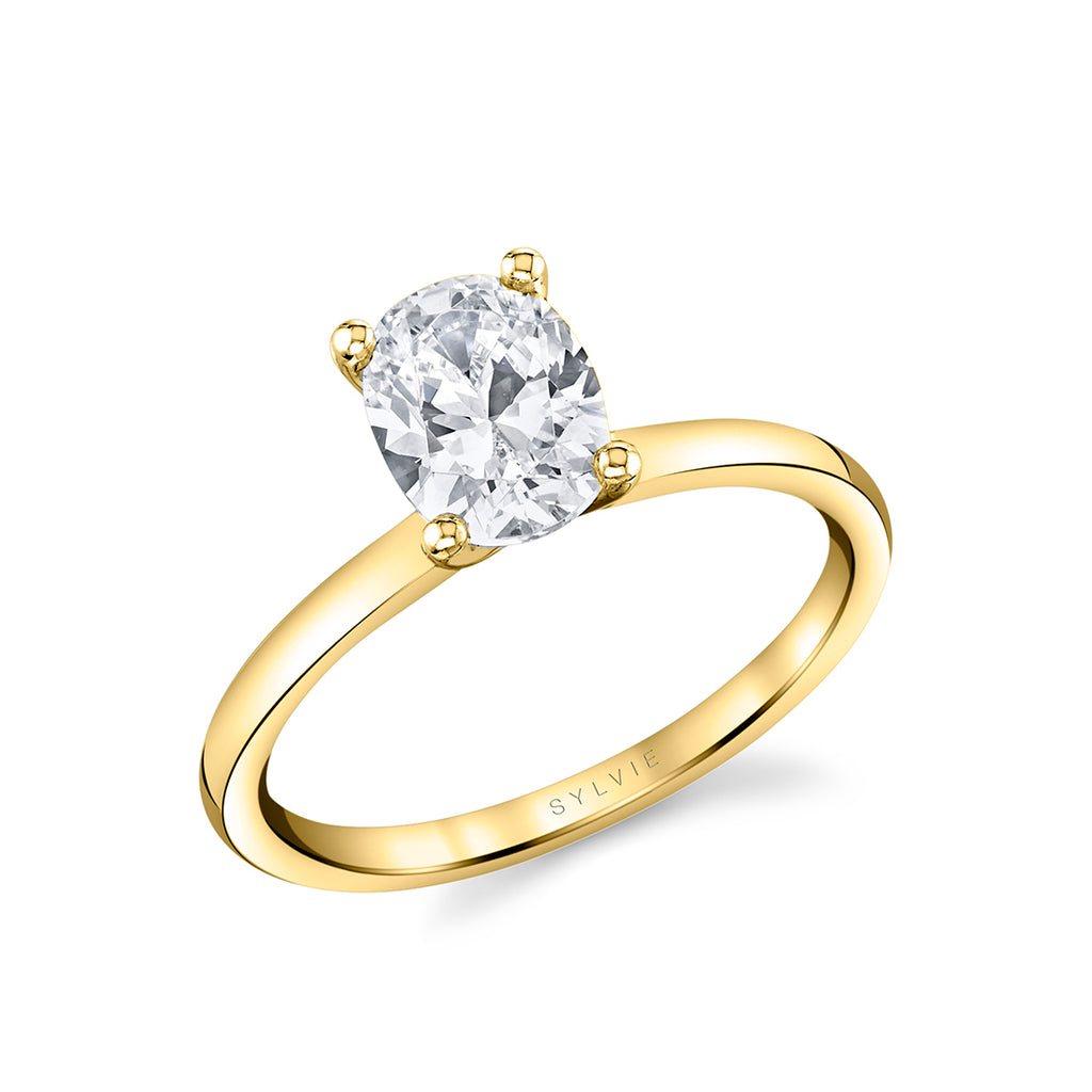 Oval Cut Solitaire Engagement Ring - Dominique 18k Gold Yellow