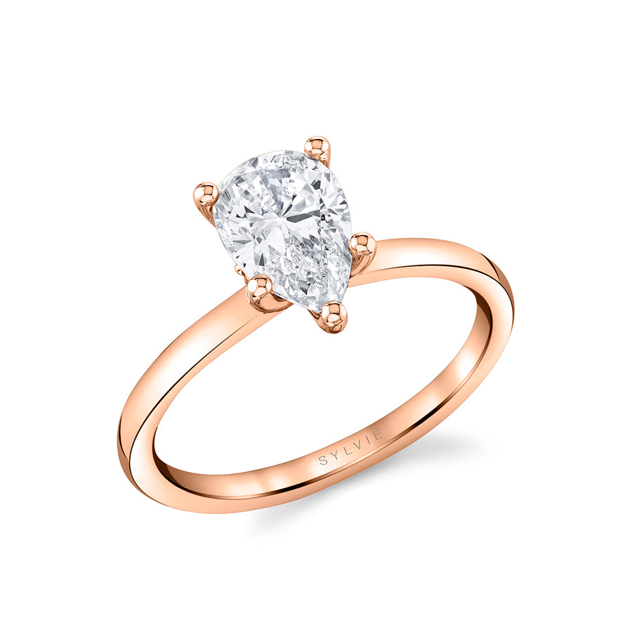 Pear Shaped Solitaire Engagement Ring - Dominique 14k Gold Rose