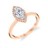 Marquise Cut Solitaire Halo Engagement Ring - Elsie 18k Gold Rose