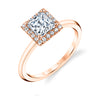 Princess Cut Solitaire Halo Engagement Ring - Elsie 18k Gold Rose