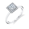Princess Cut Solitaire Halo Engagement Ring - Elsie Platinum White