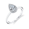 Pear Shaped Solitaire Halo Engagement Ring - Elsie 18k Gold White