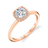 Cushion Cut Solitaire Halo Engagement Ring - Elsie 14k Gold Rose