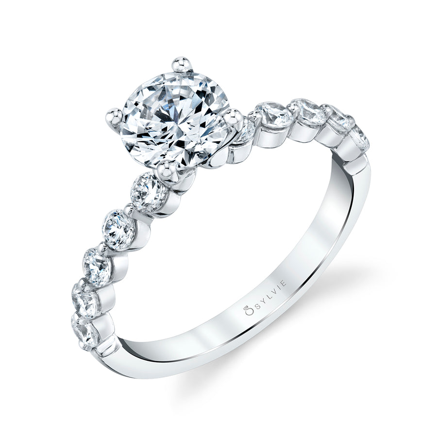 Round Cut Single Prong Engagement Ring 0.50 Ct. - Karol 14k Gold White