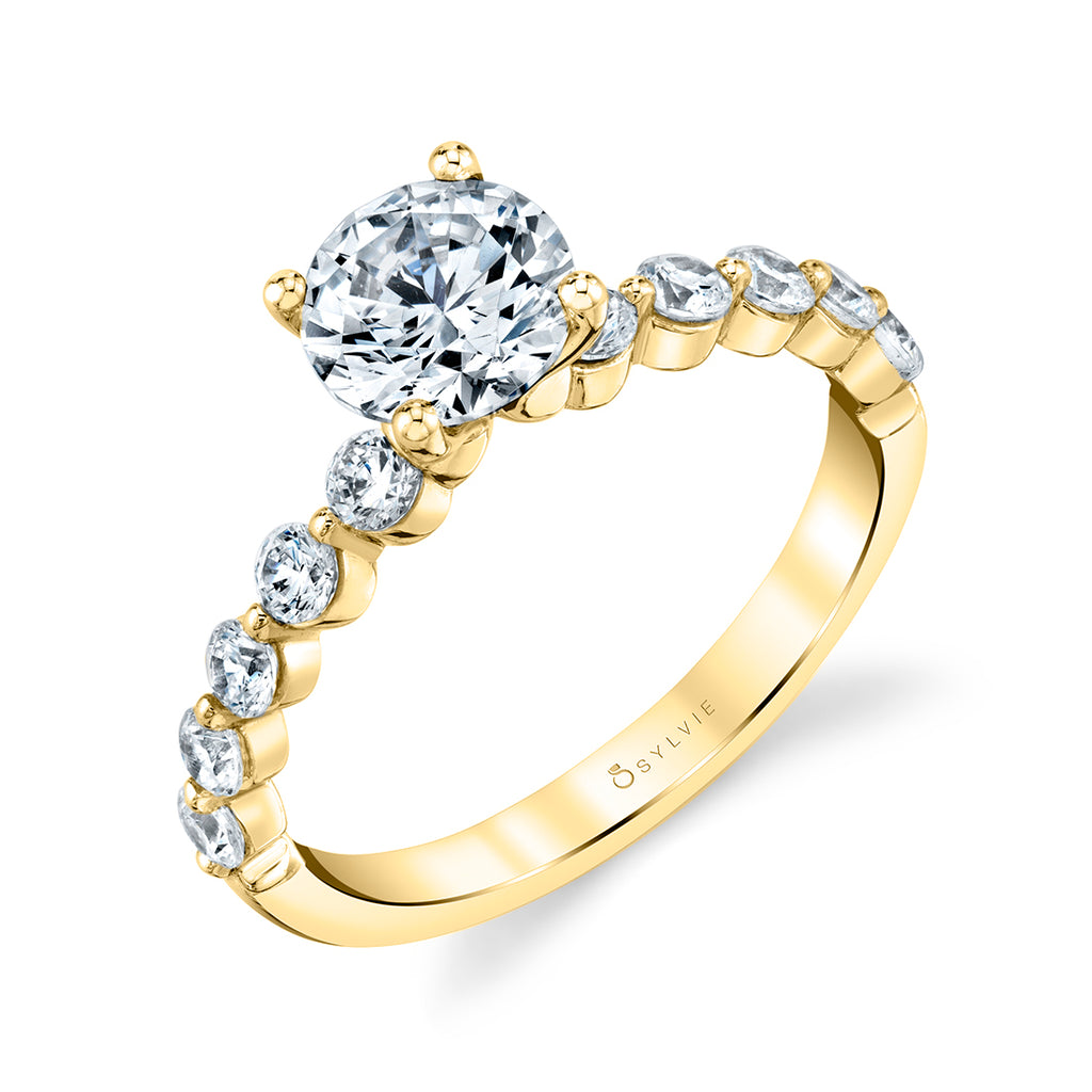 Round Cut Single Prong Engagement Ring 0.50 Ct. - Karol 18k Gold Yellow