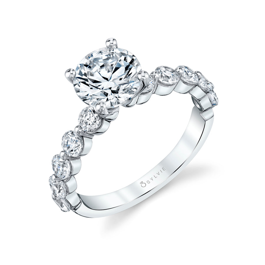 Round Cut Single Prong Engagement Ring 1.5 Ct. - Karol 14k Gold White