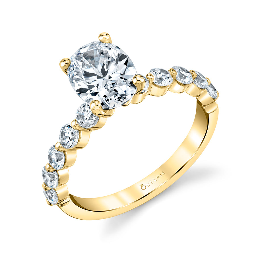Oval Cut Single Prong Engagement Ring - Karol 18k Gold Yellow