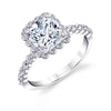 Cushion Cut Classic Halo Engagement Ring - Athena 14k Gold White