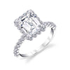 Emerald Cut Classic Halo Engagement Ring - Athena Platinum White