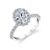 Oval Cut Classic Halo Engagement Ring - Athena Platinum White
