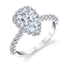 Pear Shaped Classic Halo Engagement Ring - Athena 14k Gold White