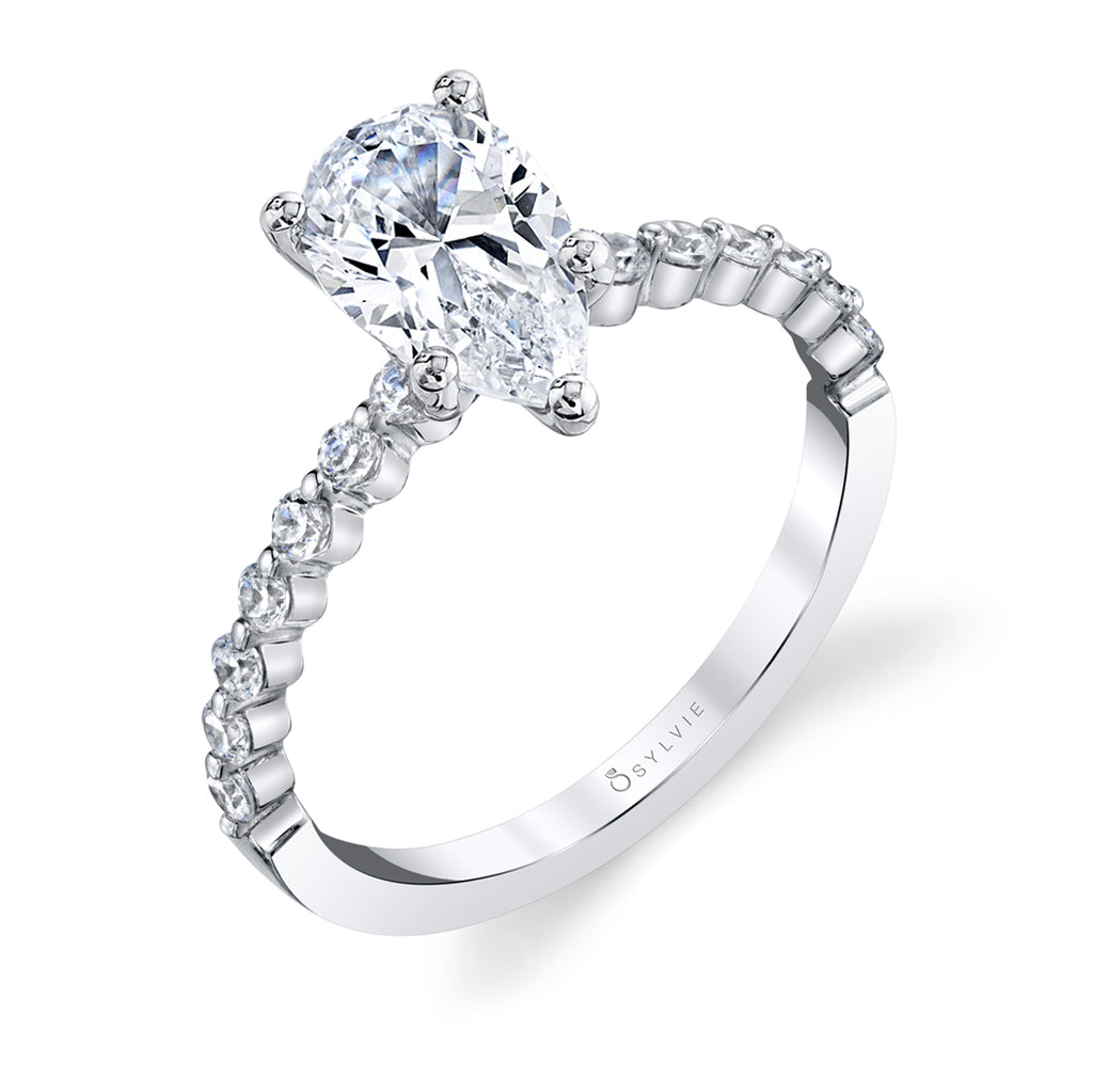 Pear Shaped Classic Engagement Ring - Athena Platinum White