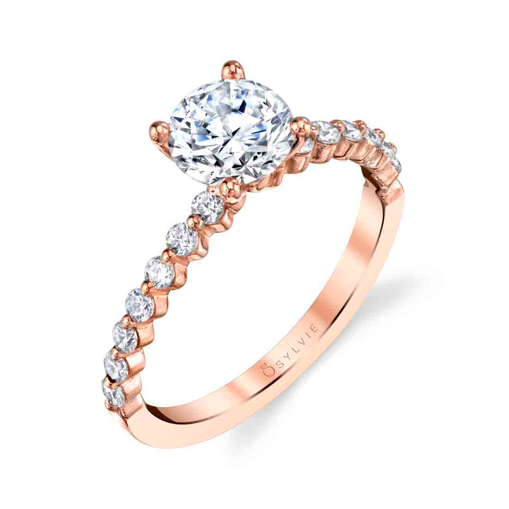 Round Cut Classic Engagement Ring - Athena 18k Gold Rose