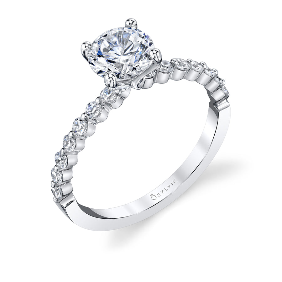 Round Cut Classic Engagement Ring - Athena 14k Gold White