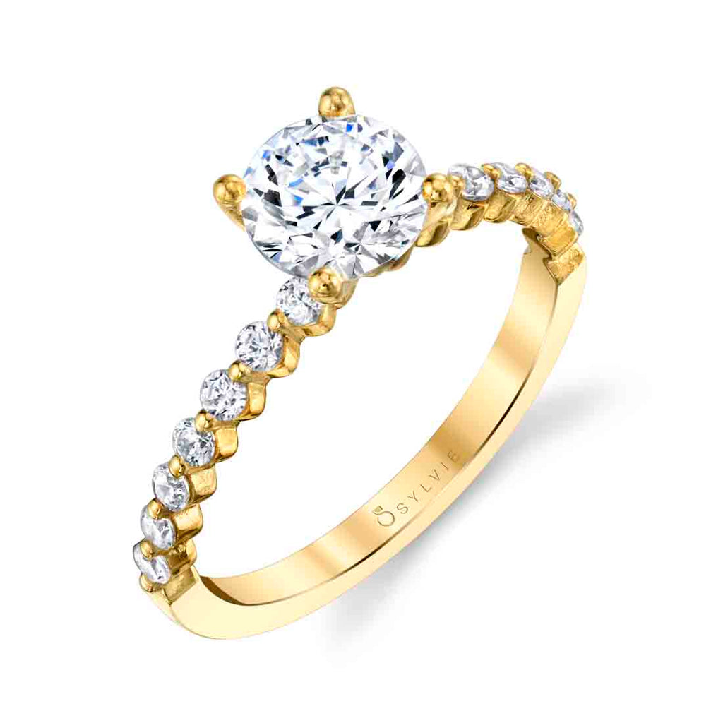 Round Cut Classic Engagement Ring - Athena 14k Gold Yellow