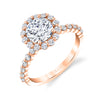 Round Cut Classic Halo Engagement Ring - Athena 18k Gold Rose
