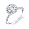 Round Cut Classic Halo Engagement Ring - Athena 18k Gold White