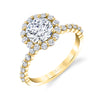 Round Cut Classic Halo Engagement Ring - Athena 14k Gold Yellow