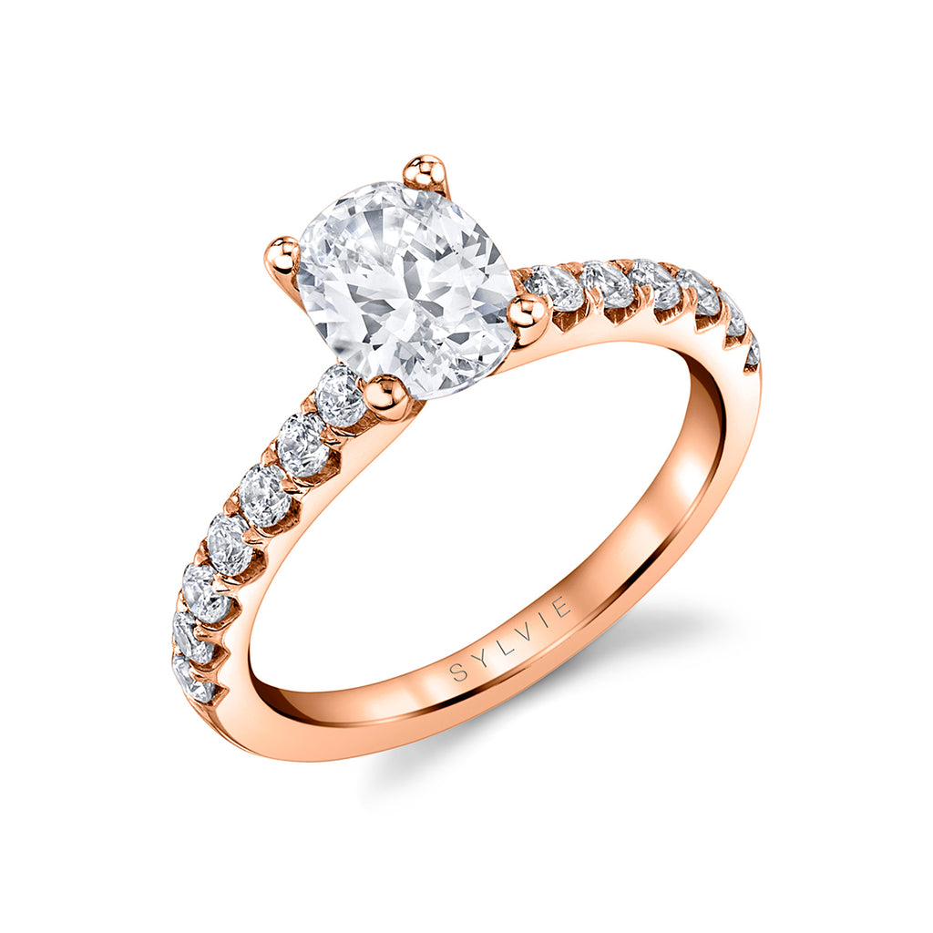 Oval Cut Classic Engagement Ring - Aimee 14k Gold Rose