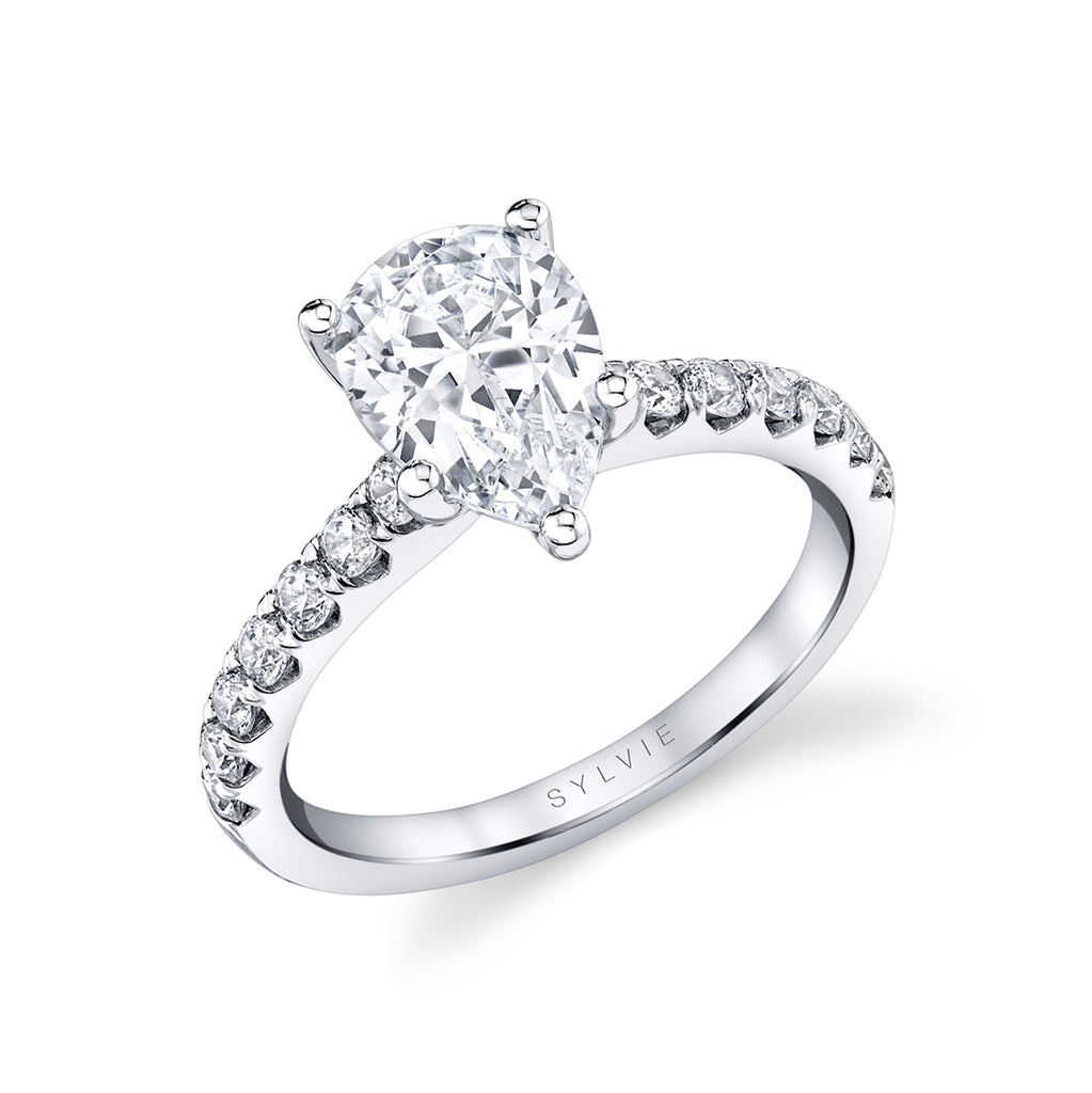 Pear Cut Classic Engagement Ring - Aimee Platinum White