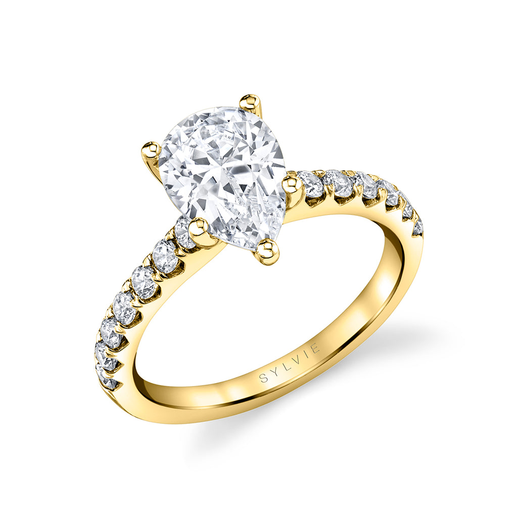 Pear Cut Classic Engagement Ring - Aimee 18k Gold Yellow