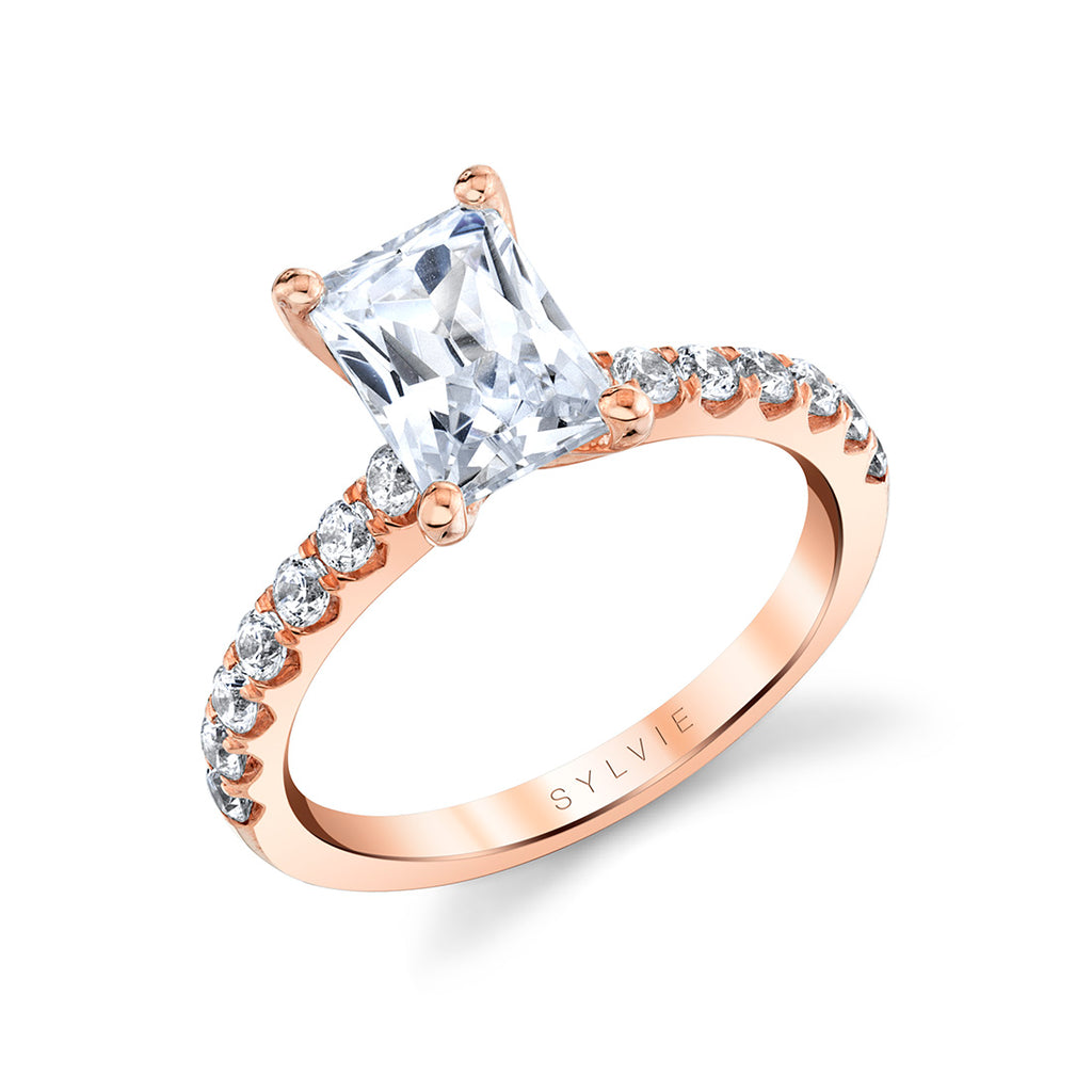 Radiant Cut Classic Engagement Ring - Aimee 18k Gold Rose